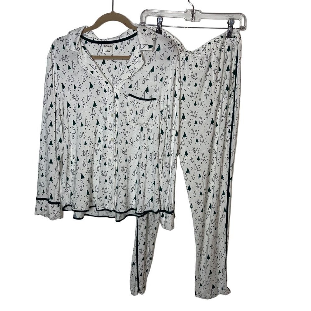 Soma Womens Two Piece Pajama PJ Set Size Large Abstract Tree Print